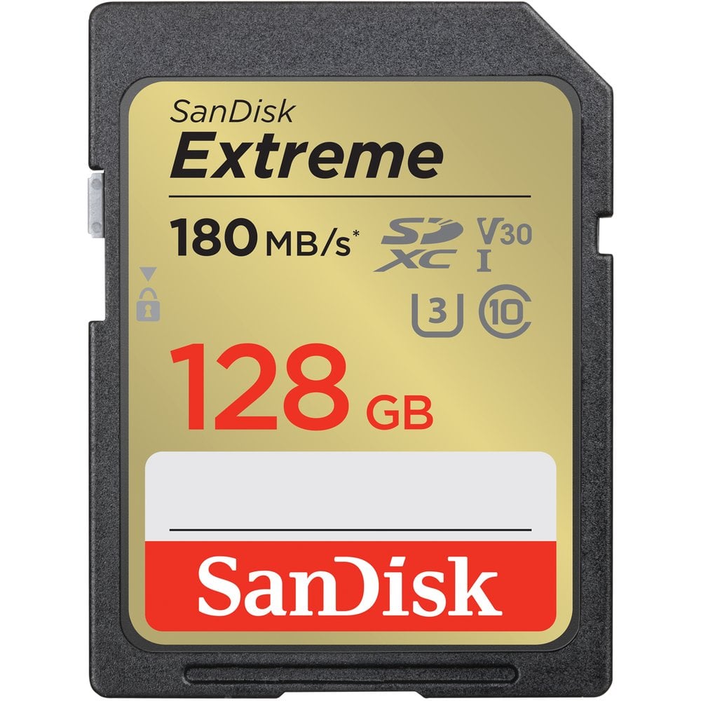 SanDisk Extreme SDXC 128GB, V30, U3, C10, UHS-I, 180MB/s R, 90MB/s W 記憶卡