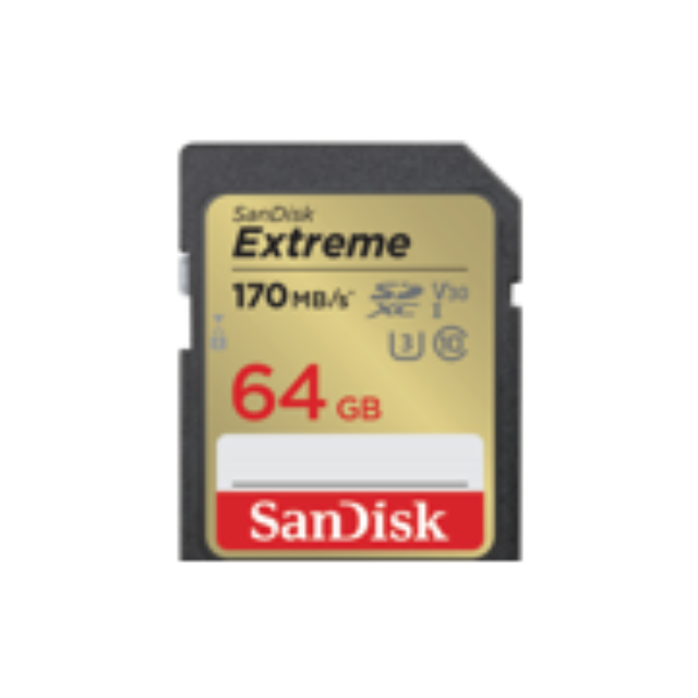 SanDisk Extreme SDXC 64GB, V30, U3, C10, UHS-I, 170MB/s R, 80MB/s W 記憶卡