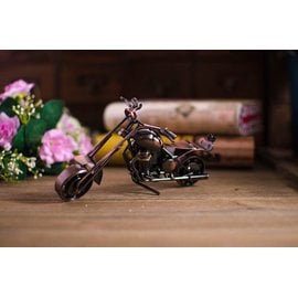 生活雜貨館☆手工鐵製工藝 鐵皮玩具 紅古銅色金屬 復古重型機車 摩托車 重機模型擺飾