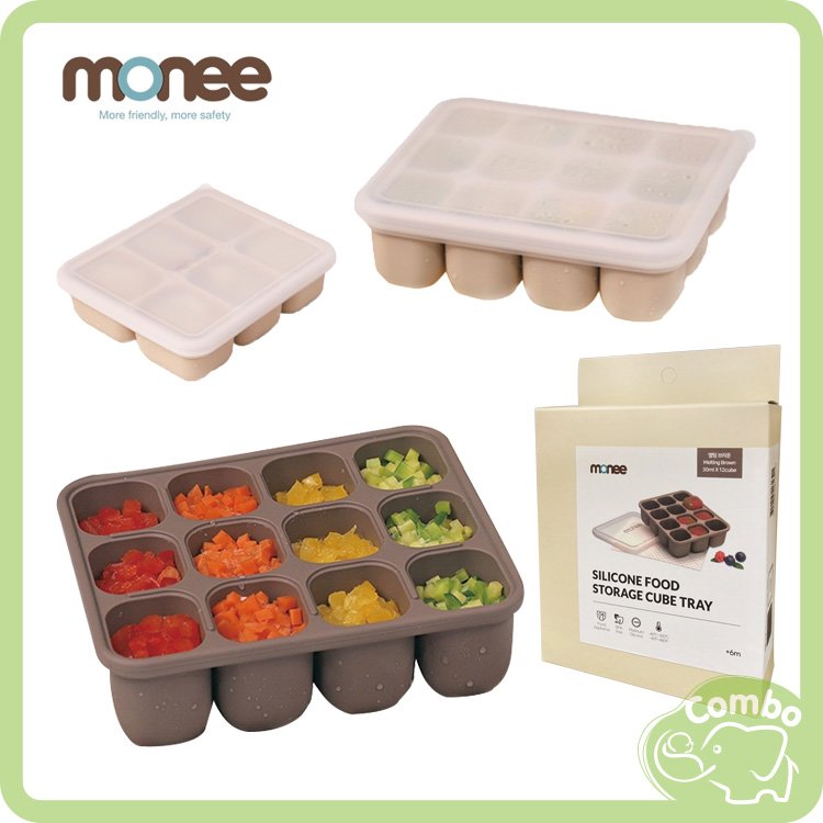 韓國 monee 100 % 白金矽膠分裝盒 專利雙鎖密封副食品分裝盒 60 mlx 6 格 30 mlx 12 格