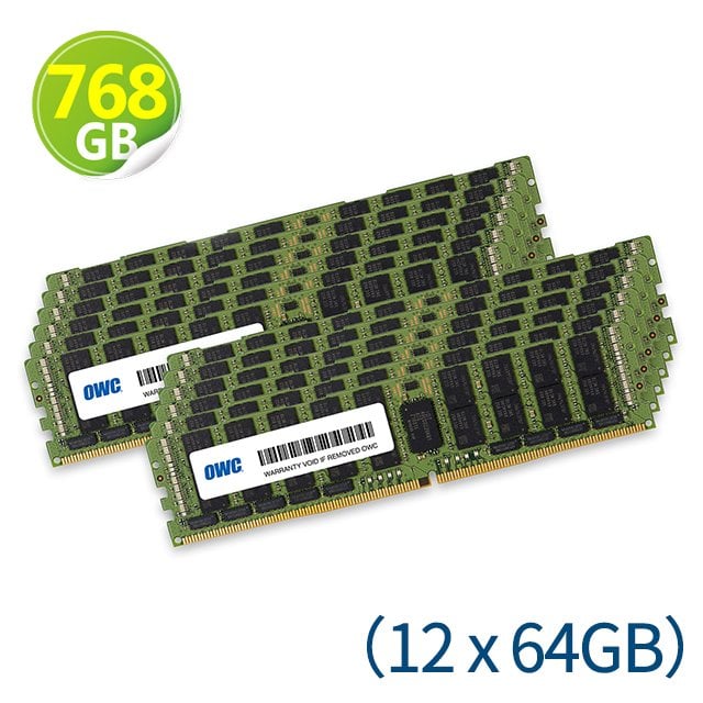 768GB (64GB x12) RDIMM Memory PC4-23400 DDR4 ECC-REG 2933MHz 適用Mac Pro 2019型號