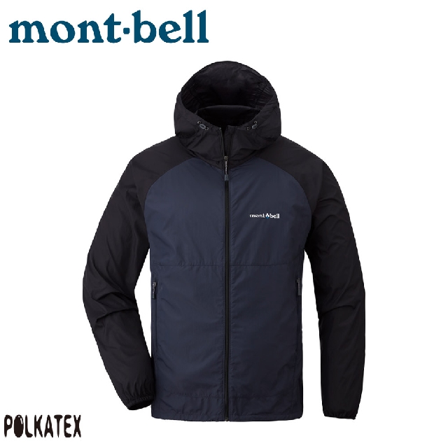 【Mont-Bell 日本 男 WIND BLAST PK連帽風衣《 黑/石墨藍》】1103242/防潑外套/連帽外套