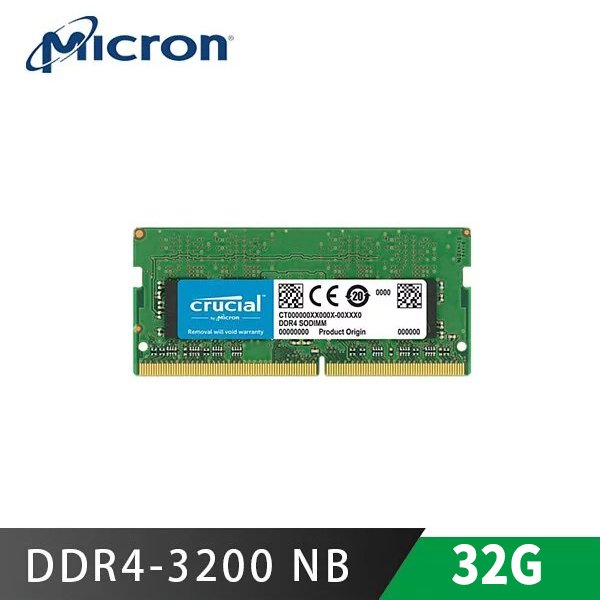 美光 NB RAM DDR4 3200 32G 32G 筆記型 記憶體 原廠終保 適用九代以上CPU