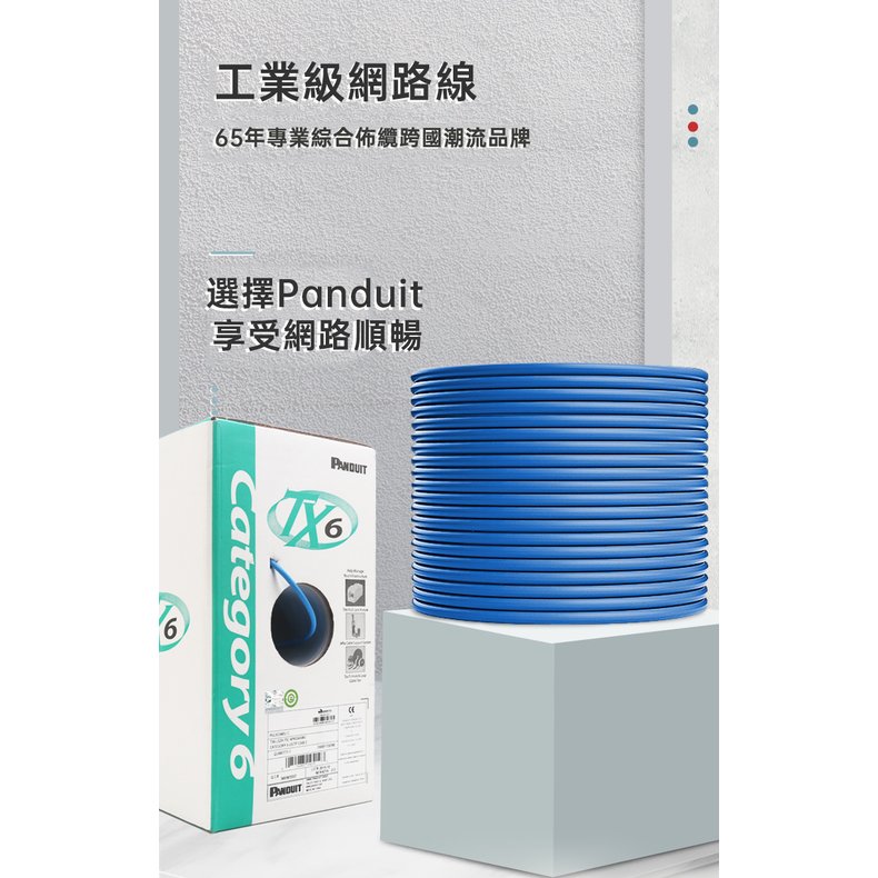 PANDUIT Cat 6 無遮蔽U/UTP 23AWG CM阻燃網路線305米- PUC6004 - 特約