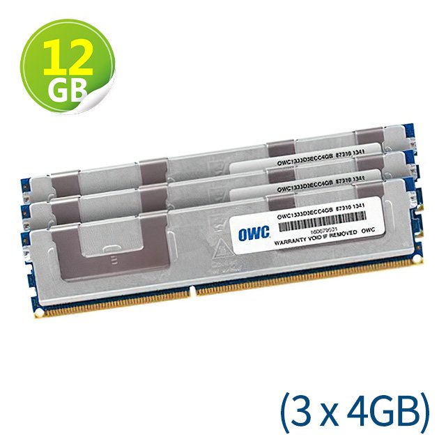 12GB (4GB x3) OWC Memory PC3-10600 DDR3 ECC 1333MHz Mac Pro 2009-2012 升級方案
