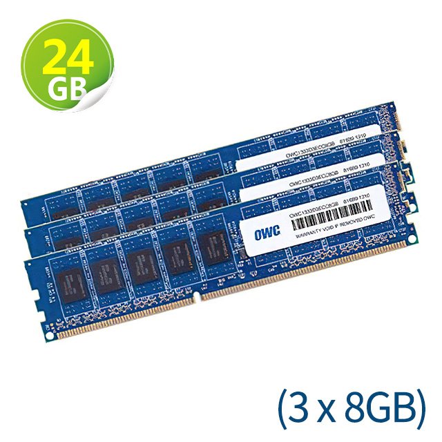 24GB (8GB x3) OWC Memory PC3-10600 DDR3 ECC 1333MHz Mac Pro 2009-2012 升級方案