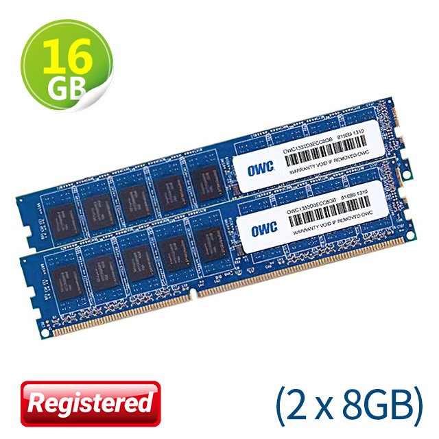 16GB (8GB x2) OWC Memory PC3-10600 DDR3 ECC-REG 1333MHz Mac Pro 2009年初~2012年中