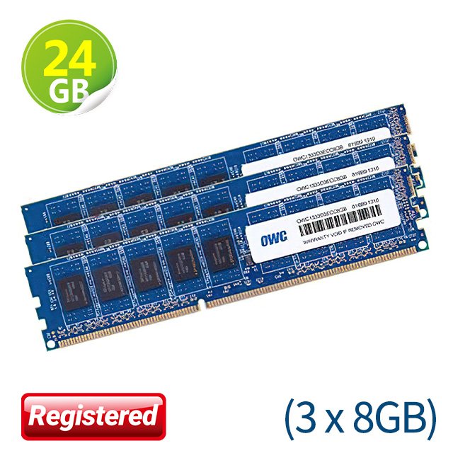 24GB (8GB x3) OWC Memory PC3-10600 DDR3 ECC-REG 1333MHz Mac Pro 2009年初~2012年中