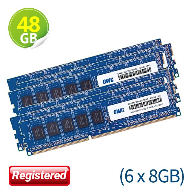 48GB (8GB x6) OWC Memory PC3-10600 DDR3 ECC-REG 1333MHz Mac Pro 2009年初~2012年中