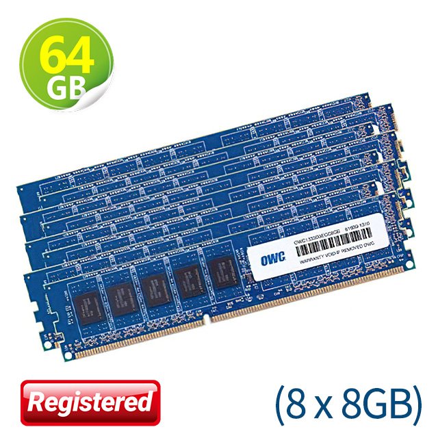 64GB (8GB x8) OWC Memory PC3-10600 DDR3 ECC-REG 1333MHz Mac Pro 2009年初~2012年中
