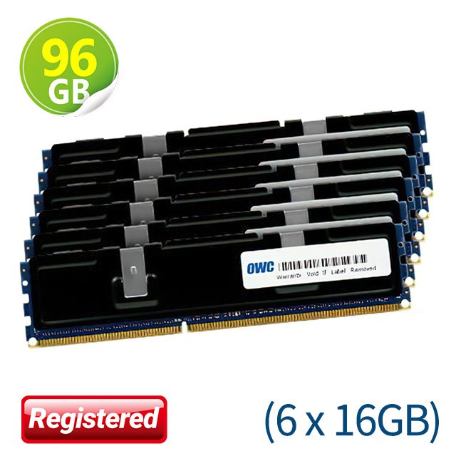 96GB (16GB x6) OWC Memory PC3-10600 DDR3 ECC-REG 1333MHz Mac Pro 2009年初~2012年中