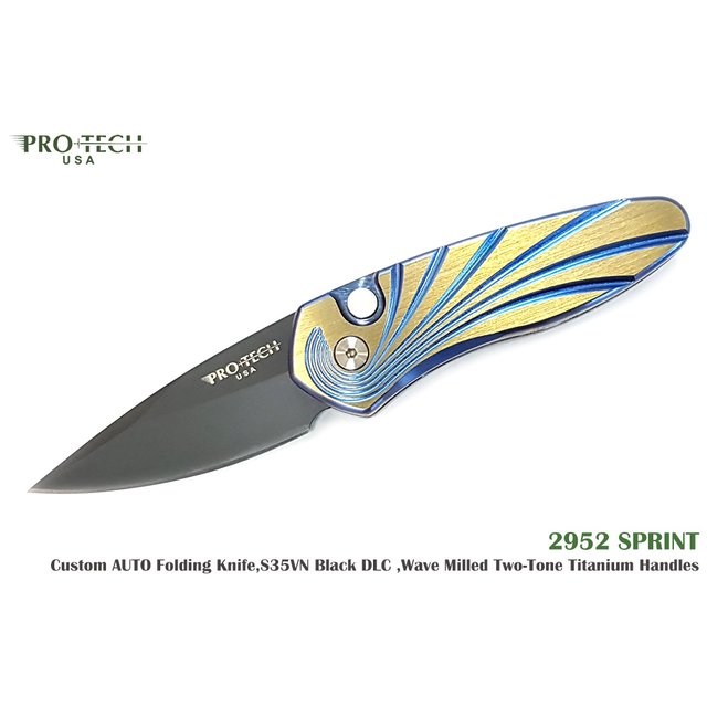 PROTECH Custom Sprint 限量 波紋放射雙色柄小彈簧刀 -PROTECH 2952