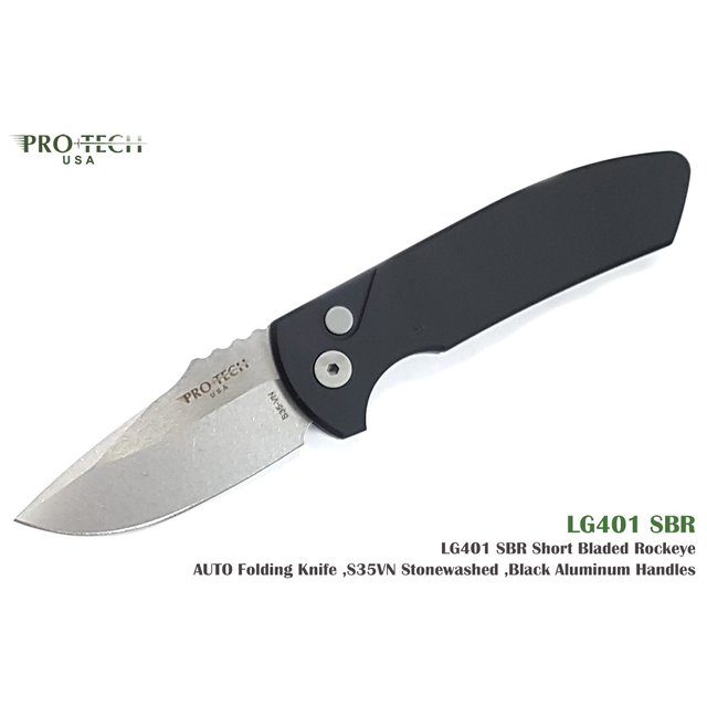PROTECH SBR 黑鋁柄短彈簧刀 - (S35VN鋼-石洗處理) -PROTECH LG401