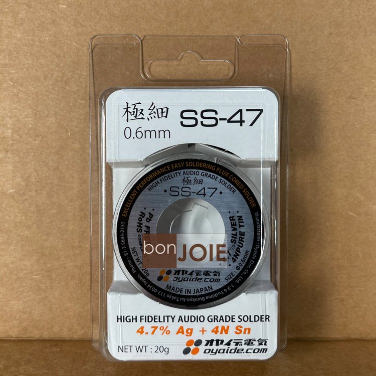 日本進口 日本製 Oyaide 極細 SS-47 線徑 0.6mm 頂級含銀焊錫 20克 (全新盒裝) 20g 20公克 無鉛 4N 小柳出電氣商會