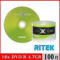 RITEK錸德 16X DVD-R 4.7GB X版/100片裸裝