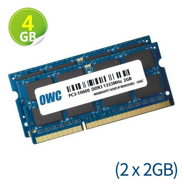 4GB (2GB x2) OWC Memory 1333MHz DDR3 SO-DIMM PC10600 204Pin Mac 電腦升級解決方案