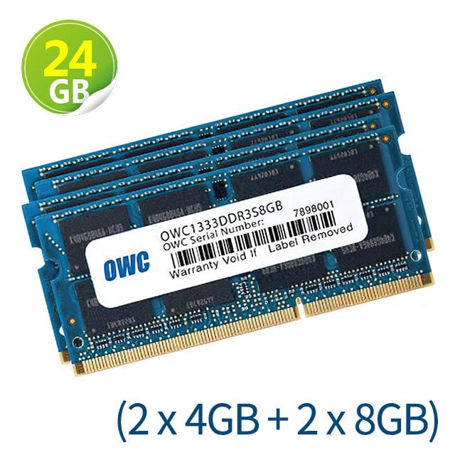 24GB (4GB x2 + 8GB x2) OWC Memory 1333MHz DDR3 SO-DIMM PC10600 204Pin Mac 電腦升級解決方案