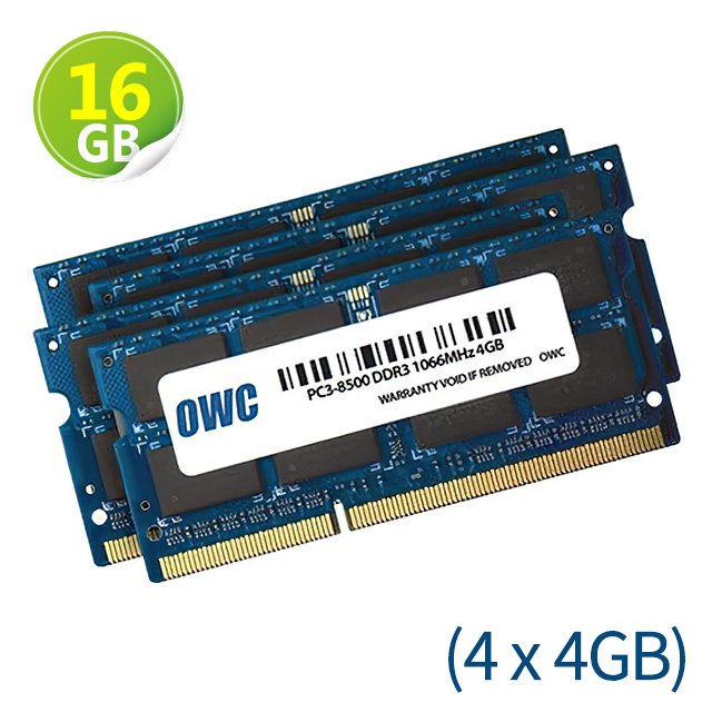 16GB (4GB x4) OWC Memory 1066MHz DDR3 SO-DIMM PC8500 204Pin Mac 電腦升級解決方案
