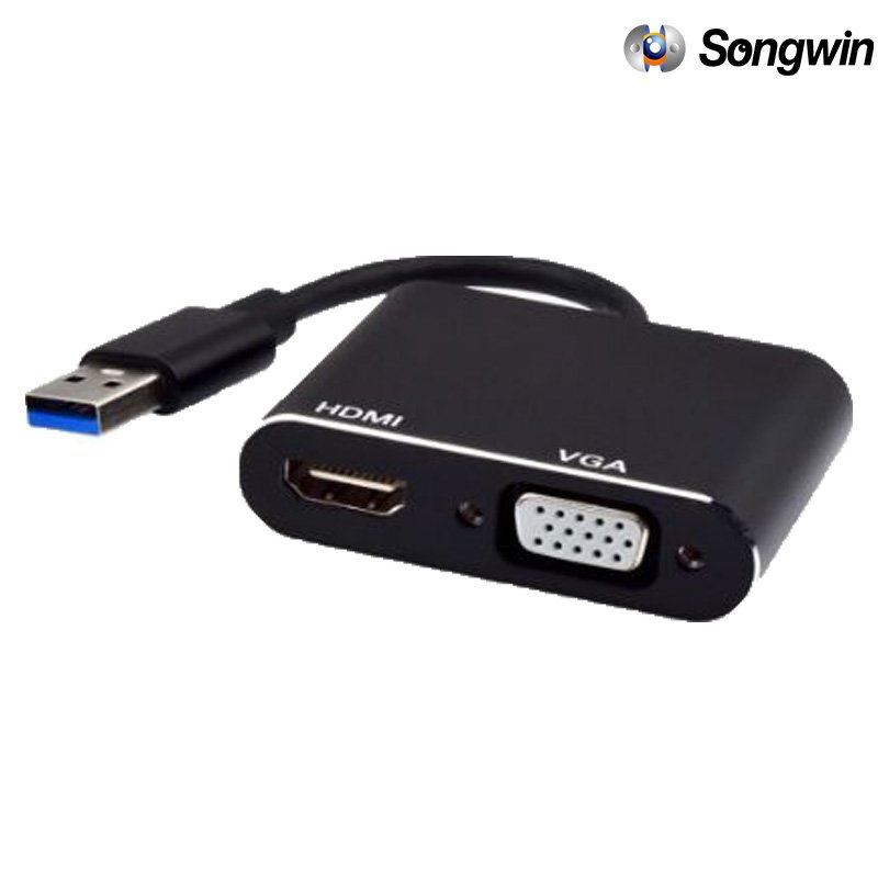 Songwin 尚之宇 USB3-2HV USB3.0 轉 HDMI&amp;VGA 外接顯示轉接線