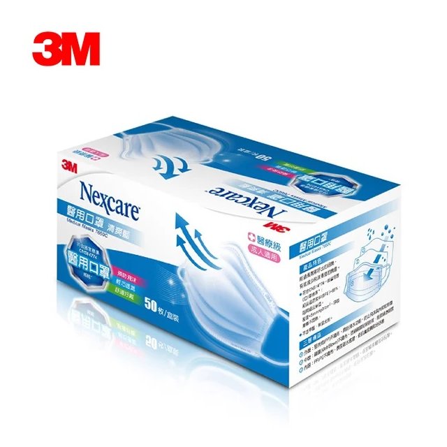 【3M】Nexcare 7660C 成人醫用口罩 - 清爽藍 (50片/盒)