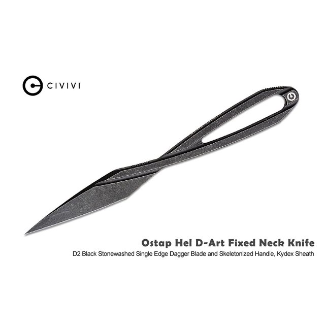 We Knife/Civivi D-Art 黑石洗一體成形頸 (直) 刀 -D2鋼 -WEKNIFE C21001-2