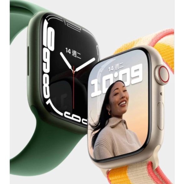 Apple Watch Series 7 GPS 41mm 星光色+午夜黑鋁金屬錶殼運動型錶帶兩 