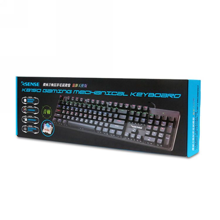【光南大批發】Esense K8150BK機械青軸混彩電競鍵盤 混彩天使版 商品編號：13-EGK8150BK
