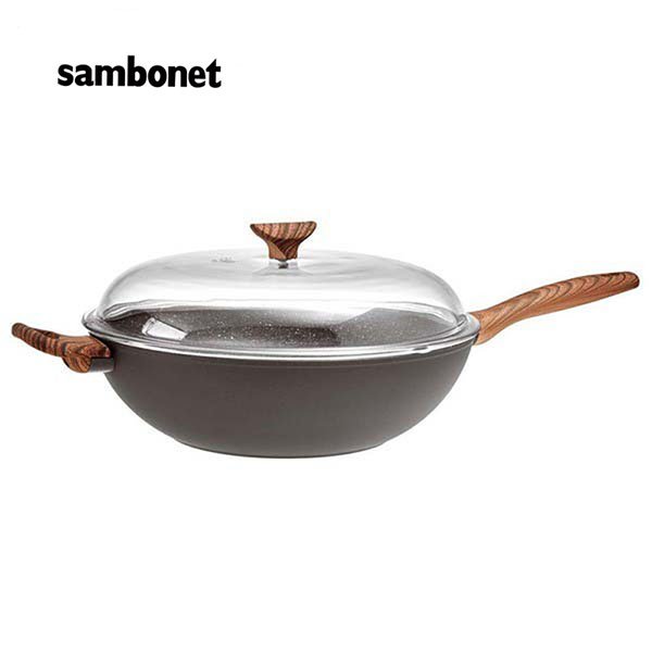 義大利Sambonet / Rock'N'Rose炒鍋32cm(附蓋)-黑色