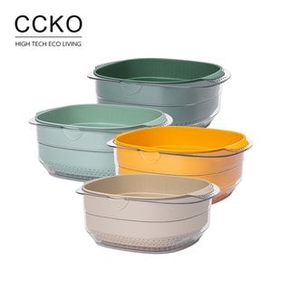 【CCKO】雙層蔬果瀝水藍 洗菜籃 濾水籃 家用瀝水籃 瀝水盆 四色任選