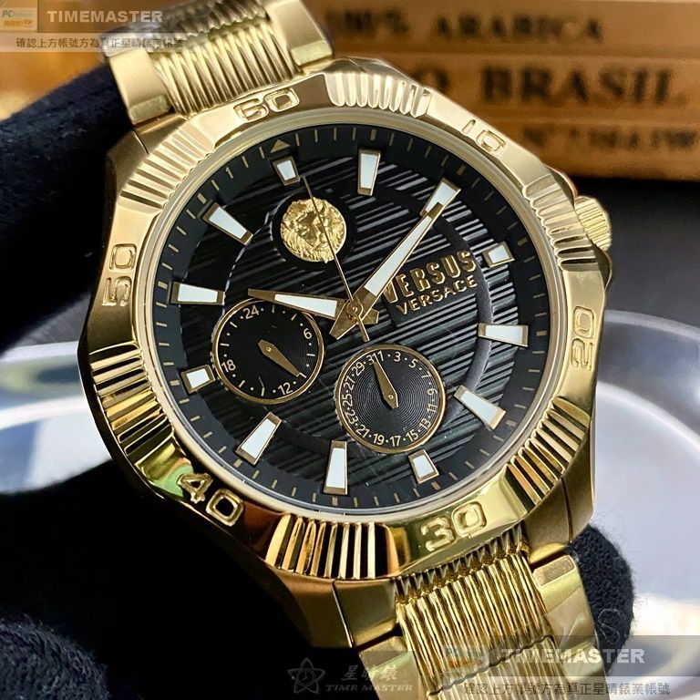VERSUS VERSACE手錶,編號VV00112,48mm金色錶殼,金色錶帶款