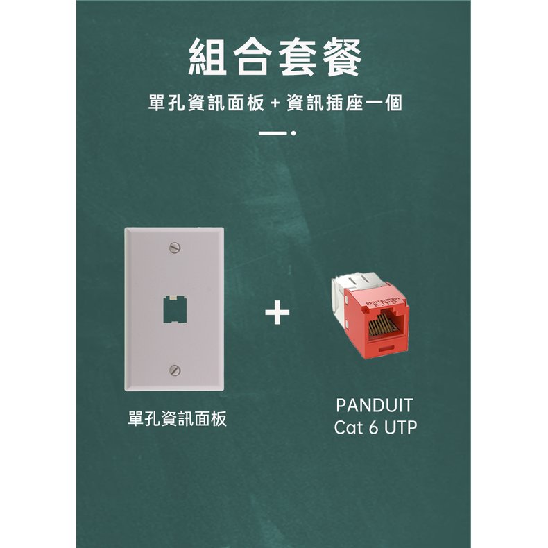 PANDUIT 單孔資訊面板＋Cat 6 UTP 資訊插座一個 - 組合價 美國品牌