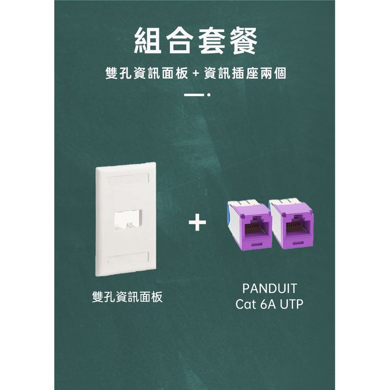 PANDUIT 雙孔資訊面板＋Cat 6A UTP 資訊插座兩個 - 組合價 美國品牌