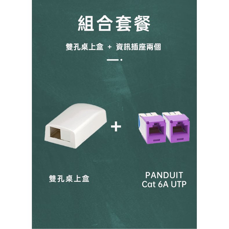 PANDUIT 雙孔桌上盒＋Cat 6A UTP 資訊插座兩個 - 組合價 美國品牌