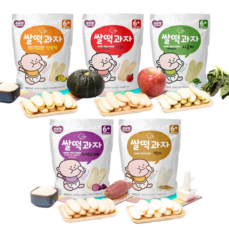 韓爸田園日記 米片片米餅 6個月以上可食用-原味、甜南瓜、紫薯、菠菜、蘋果 (20g/包)
