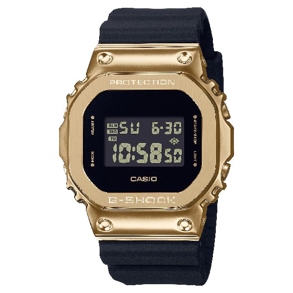 casio 卡西歐 g shock 黑金時尚 高調奢華 金屬錶殼 經典方型 gm 5600 g 9 43 2 mm