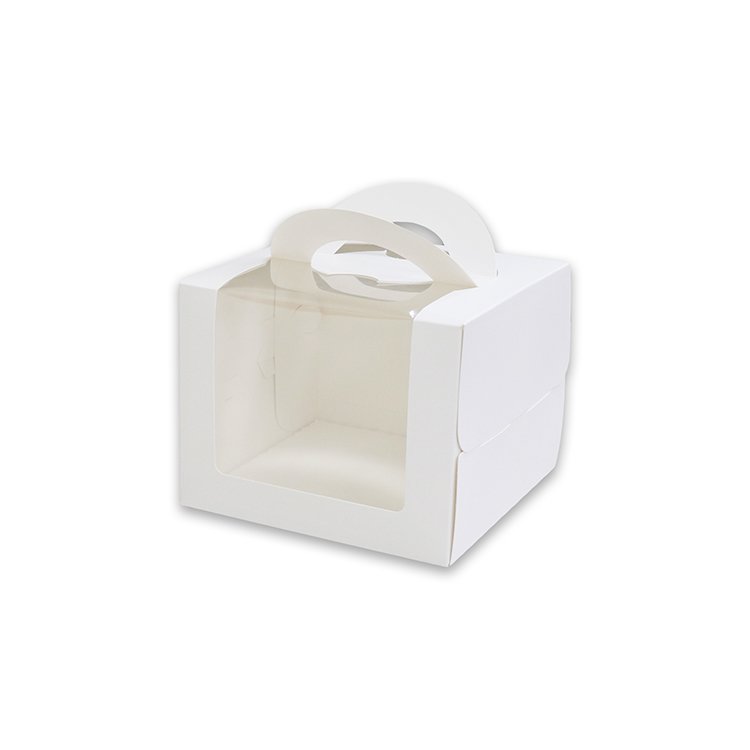 【MP04】蛋糕提盒、4吋、附底托、巴斯克乳酪盒、純白盒、生日蛋糕盒