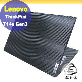 【Ezstick】Lenovo ThinkPad T14s Gen3 黑色卡夢膜機身貼 DIY包膜