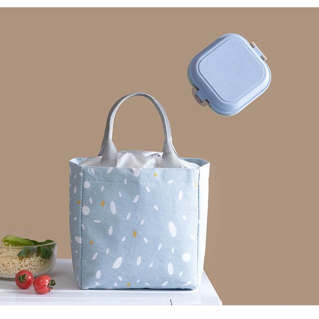 【居傢樂】日系落雪束口保溫包 保溫袋 保溫 餐帶 環保袋 購物袋