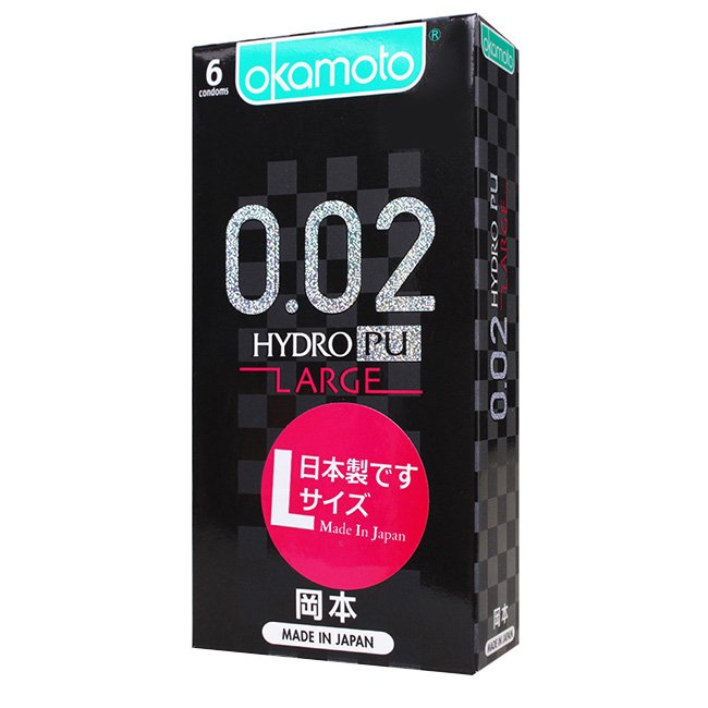 Okamoto《岡本002水感勁薄HYDRO 58mm保險套-L加大 6入》超激薄 接近無套感