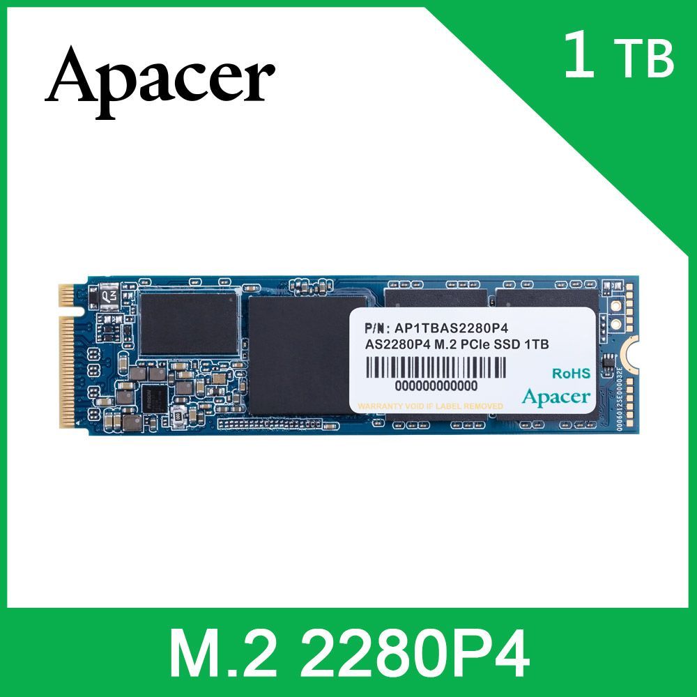 Apacer AS2280P4 M.2 PCIe 1TB SSD固態硬碟