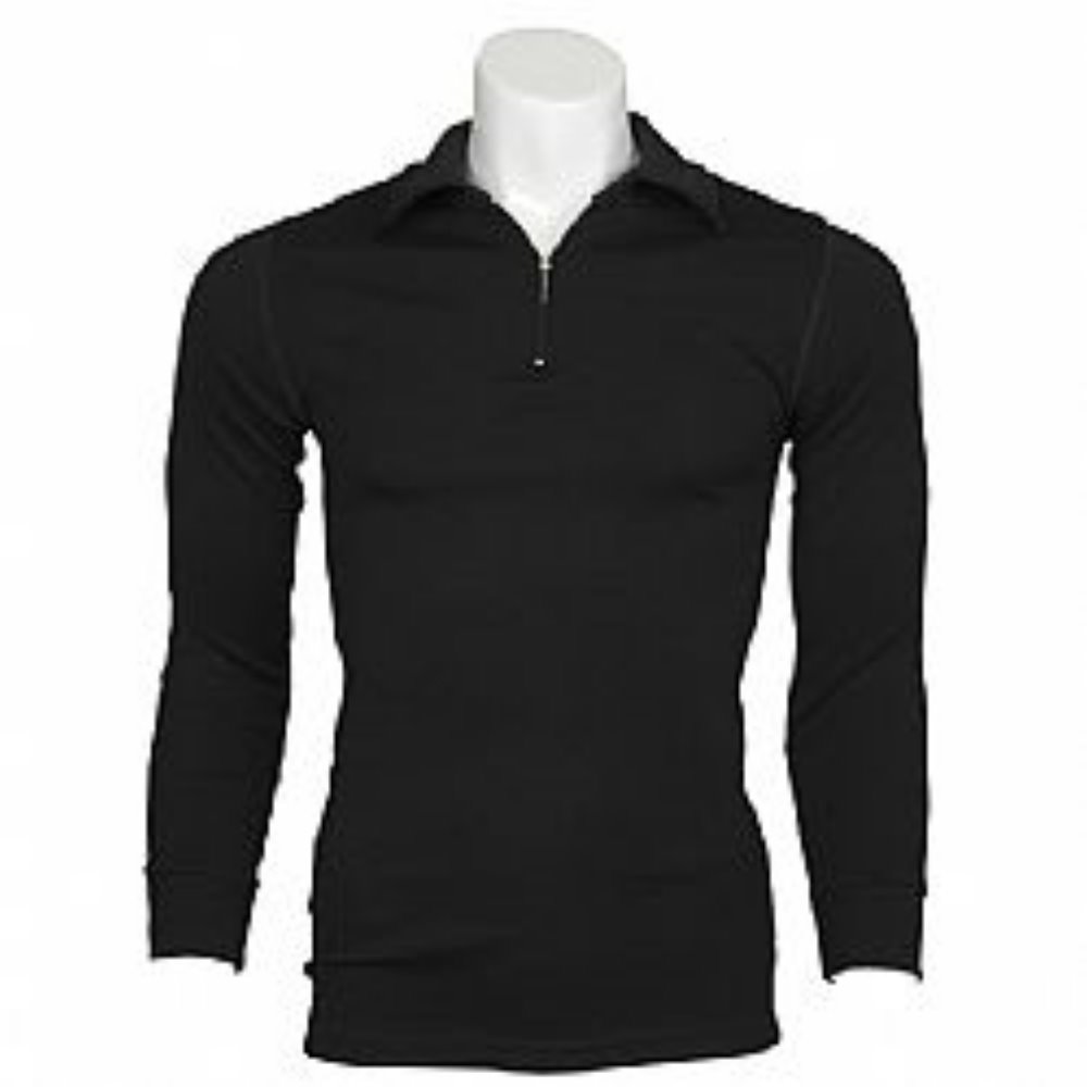 黑色厚款澳洲MerinoSkins運動型保暖衣100%純羊毛衛生衣 拉鍊立領長袖黑色(透氣衛生、天然吸濕排汗)