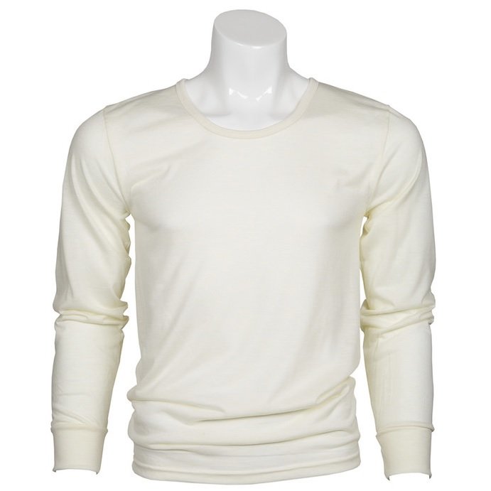 小圓領厚款米白澳洲MerinoSkins100%純羊毛衛生衣 運動型透氣衛生保暖衣衛生衣天然吸濕排汗