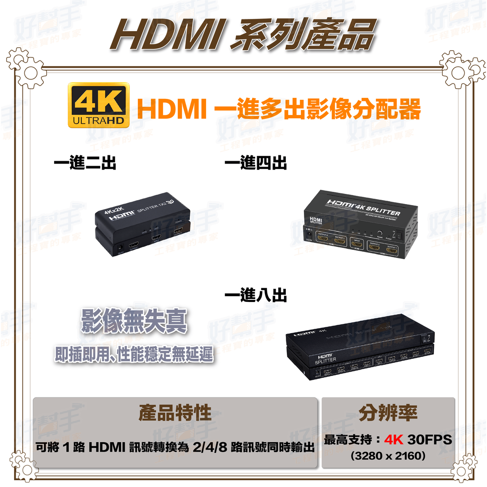一進二出 4K HDMI 影像分配器