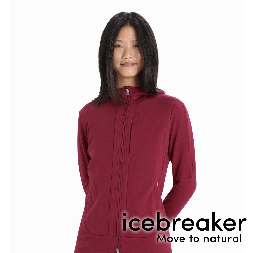 【icebreaker】Quantum III 女 羊毛連帽保暖外套 GT270『波爾多紫』 戶外 運動 柔軟 舒適 羊毛 吸濕 排汗 抑味 控溫 0A59JW