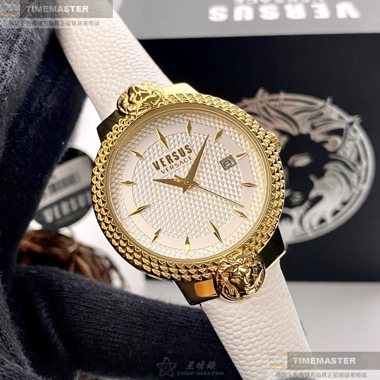 VERSUS VERSACE手錶,編號VV00117,38mm金色錶殼,白錶帶款