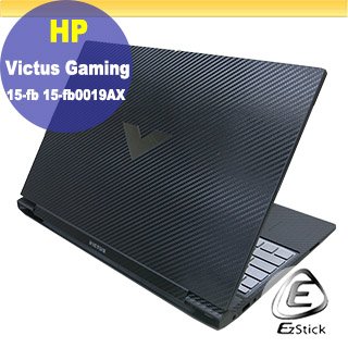 【Ezstick】HP Gaming 15-fb 15-fb0019AX 黑色卡夢膜機身貼 DIY包膜