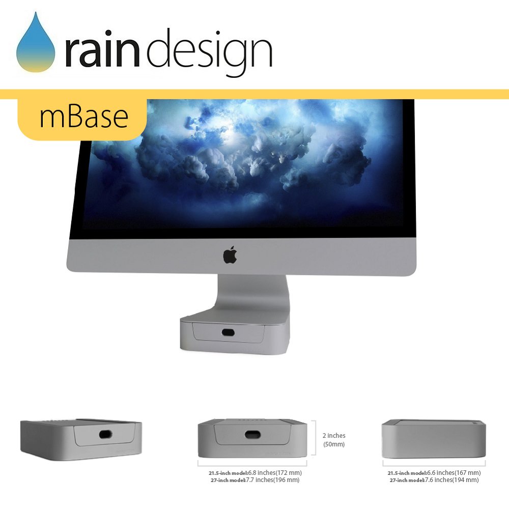 Rain Design mBase iMac Pro 27 專用 鋁質抽屜收納基座-太空灰 原廠公司貨