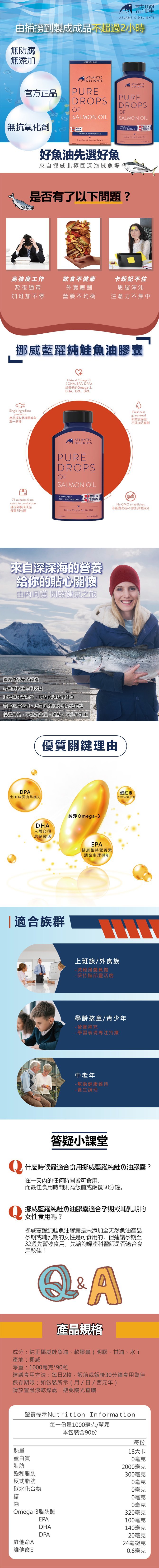 【保健食品】挪威藍躍 新鮮天然Omege-3純鮭魚油膠囊 (90粒/瓶) - 保健/養生 - 其他材質 藍色