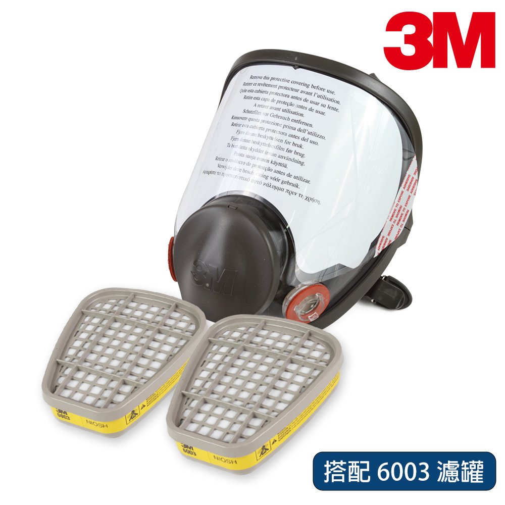 3M 防毒面具 6800 矽膠雙罐全面罩 防毒口罩 搭6003有機酸性濾毒罐 濾罐 三件套 超取限購2組