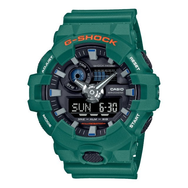CASIO 卡西歐 G-SHOCK GA-700SC-3A 活潑色彩雙顯錶 53.4mm /綠面